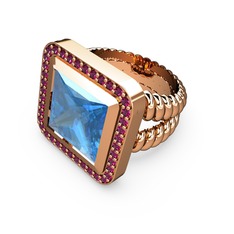 Armonia Yüzük - Akuamarin ve rodolit garnet 8 ayar rose altın yüzük #1f78m6w