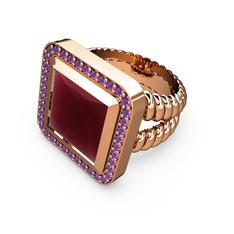 Kök yakut ve ametist 18 ayar rose altın yüzük