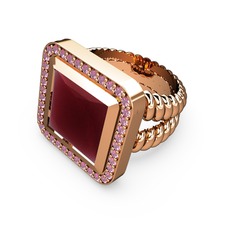 Armonia Yüzük - Kök yakut ve pembe kuvars 8 ayar rose altın yüzük #1hf43dn