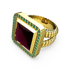 Armonia Yüzük - Rodolit garnet ve yeşil kuvars 14 ayar altın yüzük #1j1hs2r