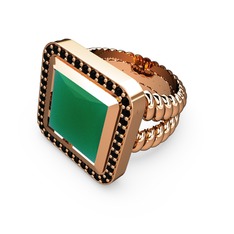 Armonia Yüzük - Kök zümrüt ve siyah zirkon 14 ayar rose altın yüzük #1jfxdk0