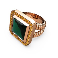 Armonia Yüzük - Yeşil kuvars ve sitrin 925 ayar rose altın kaplama gümüş yüzük #1jllw6d