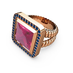 Armonia Yüzük - Pembe kuvars ve lab safir 14 ayar rose altın yüzük #1kbgczy