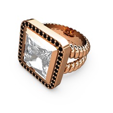 Swarovski ve siyah zirkon 18 ayar rose altın yüzük