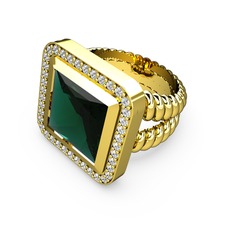 Armonia Yüzük - Yeşil kuvars ve pırlanta 8 ayar altın yüzük (0.6 karat) #1nwxrgw