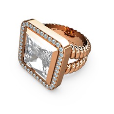 Armonia Yüzük - Swarovski ve akuamarin 14 ayar rose altın yüzük #1os0n5m