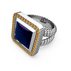 Armonia Yüzük - Lab safir ve sitrin 18 ayar beyaz altın yüzük #1pp0j75