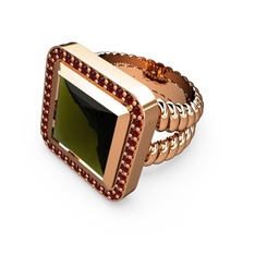 Peridot ve garnet 18 ayar rose altın yüzük