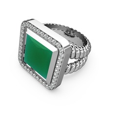 Armonia Yüzük - Kök zümrüt ve pırlanta 18 ayar beyaz altın yüzük (0.6 karat) #1rmx8es