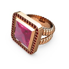 Armonia Yüzük - Pembe kuvars ve garnet 8 ayar rose altın yüzük #1ttjb9a