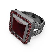 Garnet 925 ayar siyah rodyum kaplama gümüş yüzük