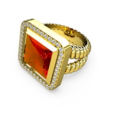 Armonia Yüzük - Sitrin ve swarovski 18 ayar altın yüzük #1vtekel