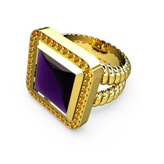 Armonia Yüzük - Ametist ve sitrin 925 ayar altın kaplama gümüş yüzük #1vwu50v