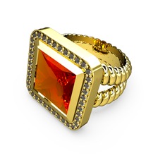 Armonia Yüzük - Sitrin ve dumanlı kuvars 14 ayar altın yüzük #1wx013t