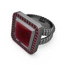 Armonia Yüzük - Kök yakut ve garnet 925 ayar siyah rodyum kaplama gümüş yüzük #1xrpgba