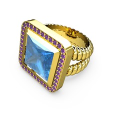 Armonia Yüzük - Akuamarin ve ametist 925 ayar altın kaplama gümüş yüzük #1ym6hw9