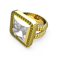 Swarovski ve peridot 14 ayar altın yüzük