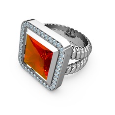 Armonia Yüzük - Sitrin ve akuamarin 925 ayar gümüş yüzük #5bm6mk