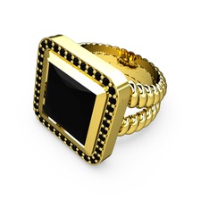Armonia Yüzük - Siyah zirkon 8 ayar altın yüzük #604ezu