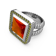 Armonia Yüzük - Sitrin ve peridot 14 ayar beyaz altın yüzük #6f5x99