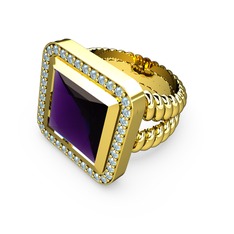 Armonia Yüzük - Ametist ve akuamarin 14 ayar altın yüzük #701ho0