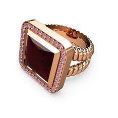 Armonia Yüzük - Garnet ve pembe kuvars 8 ayar rose altın yüzük #87w8t5
