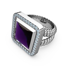 Armonia Yüzük - Ametist ve akuamarin 18 ayar beyaz altın yüzük #8f1221