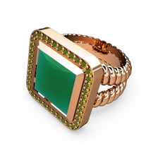 Armonia Yüzük - Kök zümrüt ve peridot 14 ayar rose altın yüzük #8onvq3