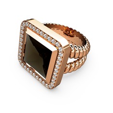Dumanlı kuvars ve swarovski 8 ayar rose altın yüzük
