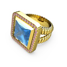 Armonia Yüzük - Akuamarin ve pembe kuvars 925 ayar altın kaplama gümüş yüzük #b6uufo