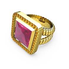 Armonia Yüzük - Pembe kuvars ve sitrin 925 ayar altın kaplama gümüş yüzük #b7w38w