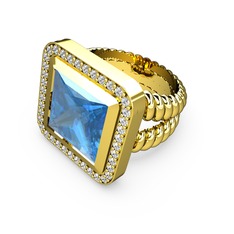 Armonia Yüzük - Akuamarin ve swarovski 18 ayar altın yüzük #bbbpea