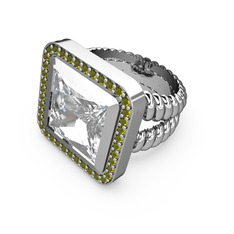 Armonia Yüzük - Swarovski ve peridot 8 ayar beyaz altın yüzük #bkccsa