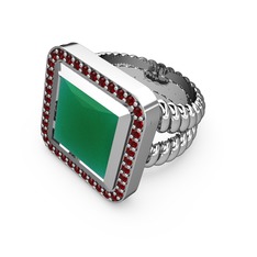 Armonia Yüzük - Kök zümrüt ve garnet 14 ayar beyaz altın yüzük #cpzklc