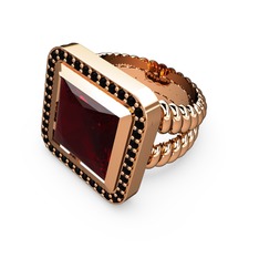 Armonia Yüzük - Garnet ve siyah zirkon 18 ayar rose altın yüzük #d2jkii