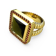 Peridot ve garnet 8 ayar altın yüzük