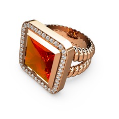 Armonia Yüzük - Sitrin ve swarovski 925 ayar rose altın kaplama gümüş yüzük #dobmzm