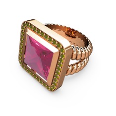 Armonia Yüzük - Pembe kuvars ve peridot 14 ayar rose altın yüzük #dtgem