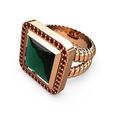 Yeşil kuvars ve garnet 8 ayar rose altın yüzük