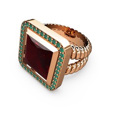 Armonia Yüzük - Garnet ve yeşil kuvars 18 ayar rose altın yüzük #f6j6v5