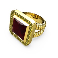 Garnet ve peridot 14 ayar altın yüzük