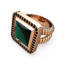 Armonia Yüzük - Yeşil kuvars ve siyah zirkon 18 ayar rose altın yüzük #i0pi44