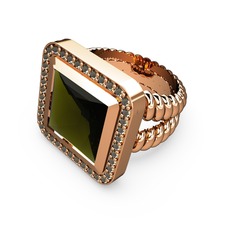 Armonia Yüzük - Peridot ve dumanlı kuvars 925 ayar rose altın kaplama gümüş yüzük #ik83r1