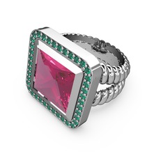 Armonia Yüzük - Pembe kuvars ve yeşil kuvars 925 ayar gümüş yüzük #jds3d5