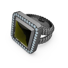 Armonia Yüzük - Peridot ve akuamarin 925 ayar siyah rodyum kaplama gümüş yüzük #jw0cn3