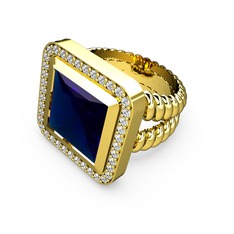 Lab safir ve swarovski 18 ayar altın yüzük