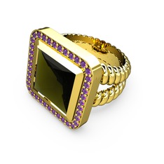 Armonia Yüzük - Peridot ve ametist 925 ayar altın kaplama gümüş yüzük #k78dq6