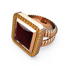 Armonia Yüzük - Garnet ve sitrin 18 ayar rose altın yüzük #kaw39u