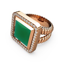 Armonia Yüzük - Kök zümrüt ve beyaz zirkon 18 ayar rose altın yüzük #m1v1ll