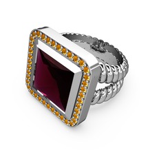 Armonia Yüzük - Rodolit garnet ve sitrin 14 ayar beyaz altın yüzük #m6mdg6